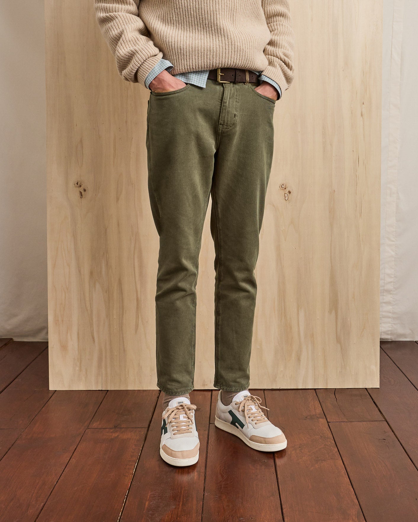 faguo-tapered-jean-homme-marron-coton-recycl-coupe-fusel-e image 1