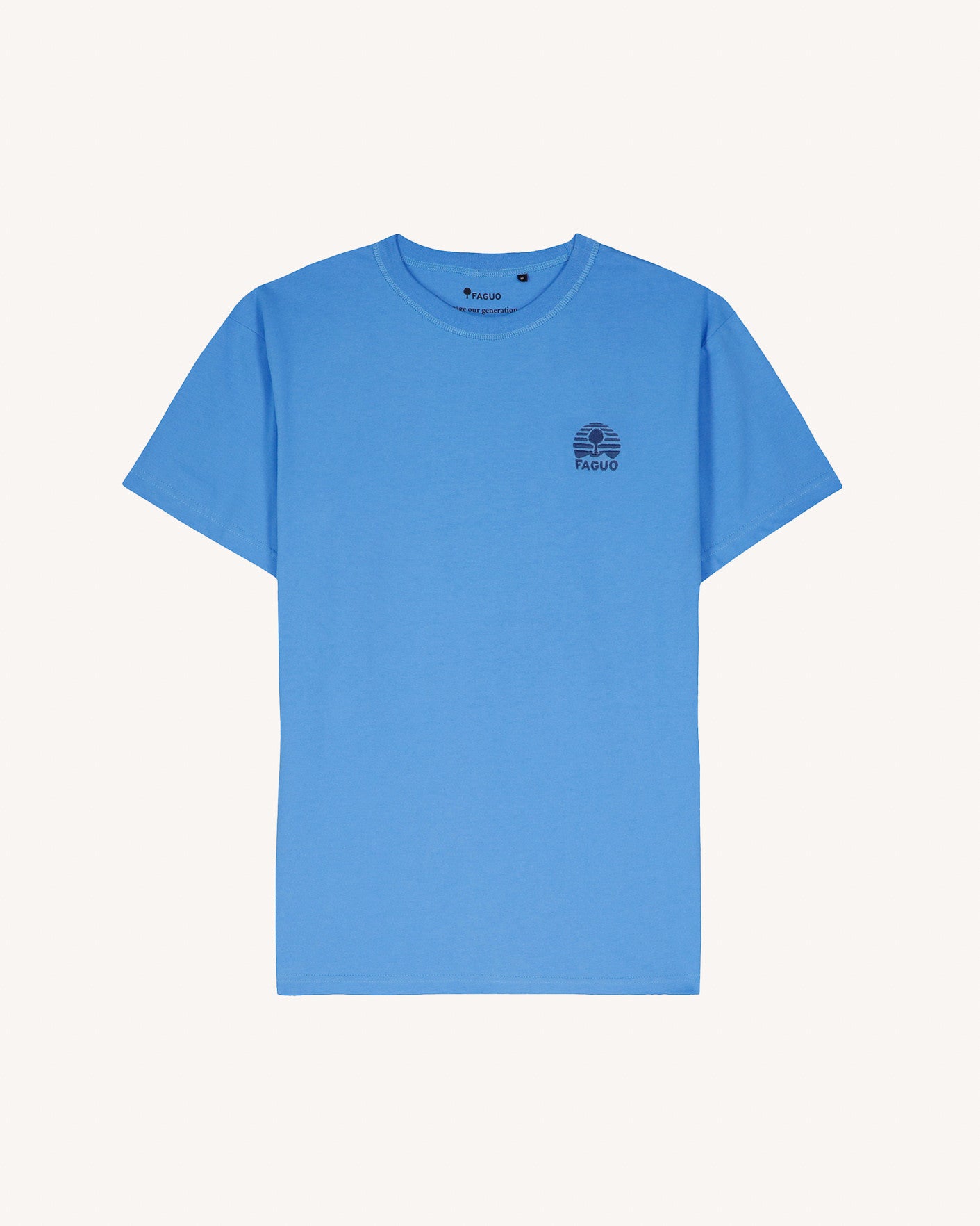 faguo-lugny-t-shirt-bleu-azur-coton-loose-homme image 2