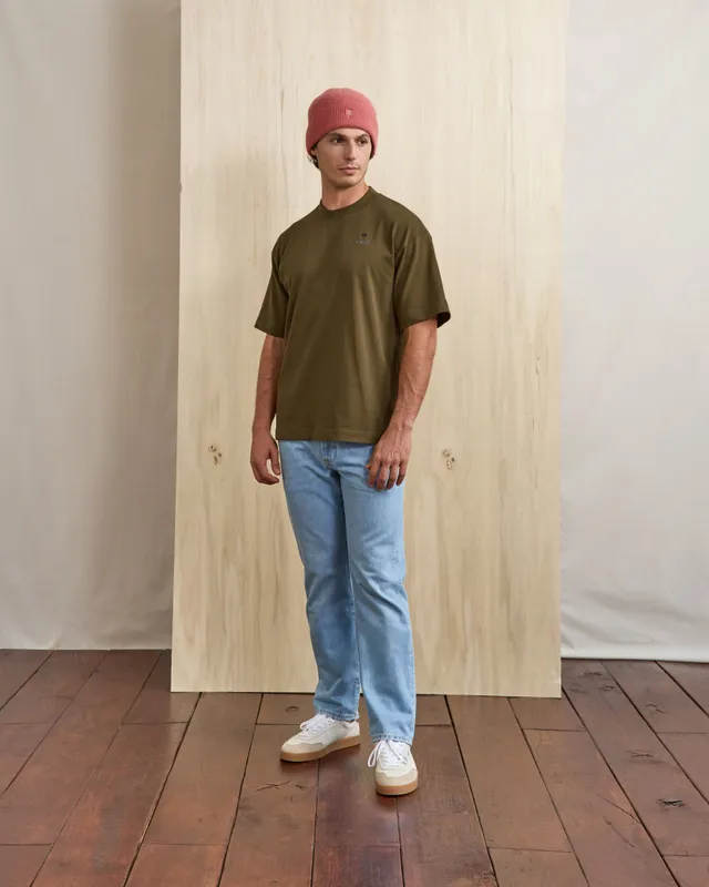 faguo-yellowstone-t-shirt-oversize-vert-olive-fonc-coton image 1