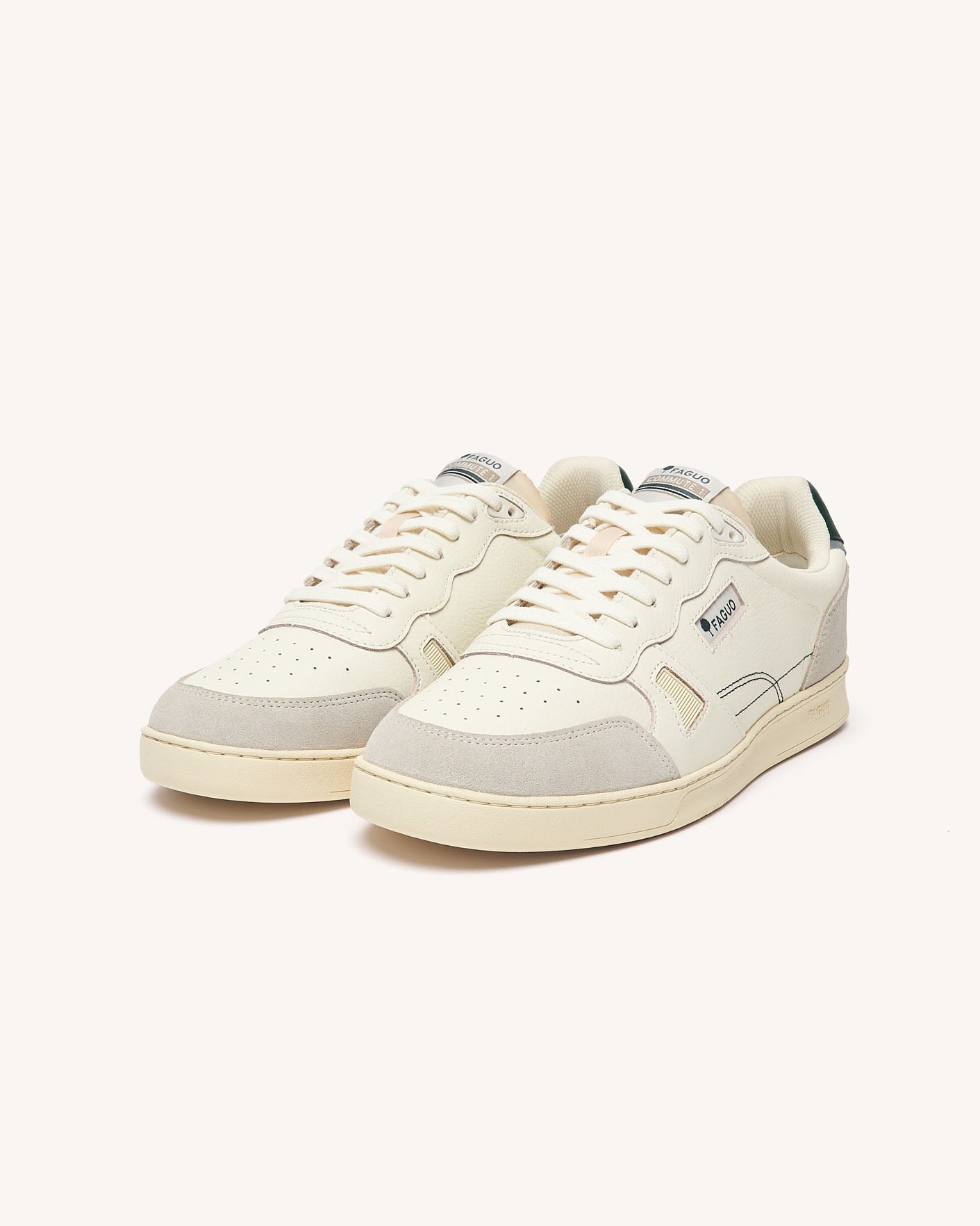 faguo-commute-1-baskets-cuir-blanc-et-vert image 2