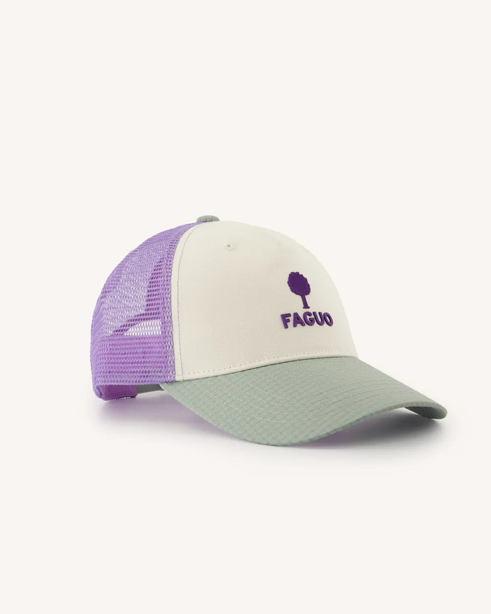 faguo-trucker-casquette-vert-et-cru-6-pans-r-glable image 1