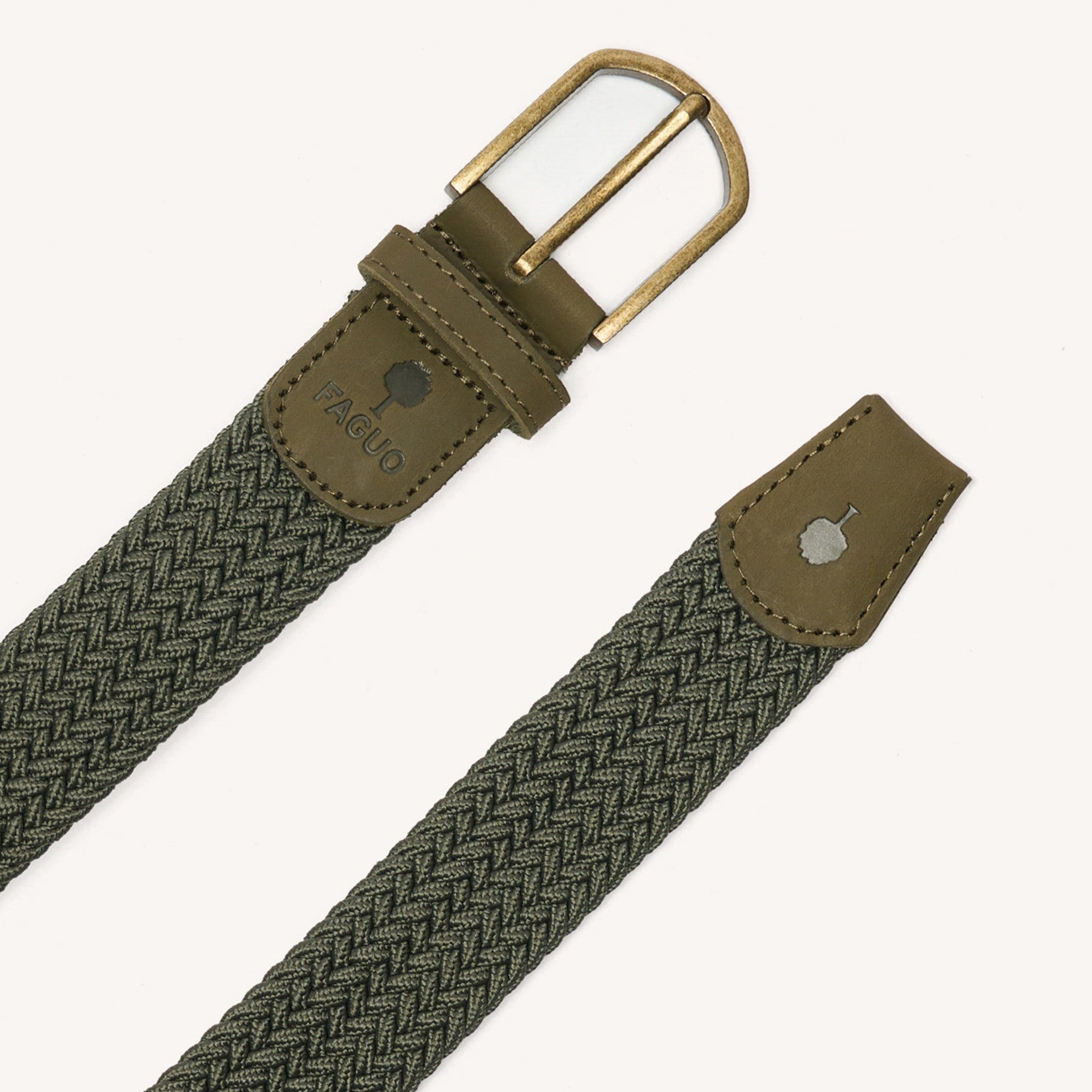 faguo-belt-ceinture-tress-e-homme-vert-olive-et-dor image 2