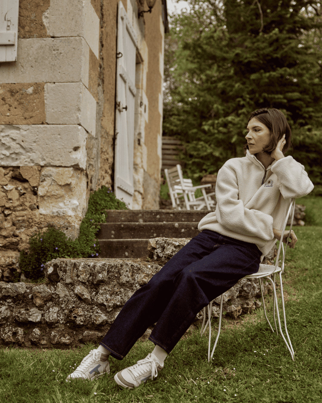 faguo-hazel-mid-baskets-montantes-blanches-marron-clair-bleu-cuir image 3