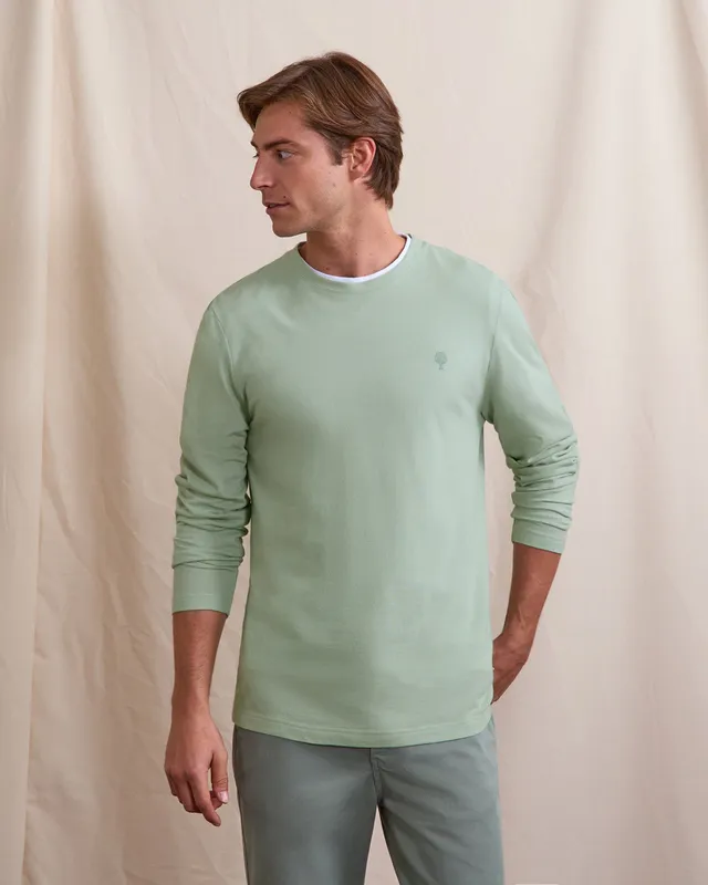 faguo-bailly-t-shirt-manches-longues-vert-clair-coton image 1