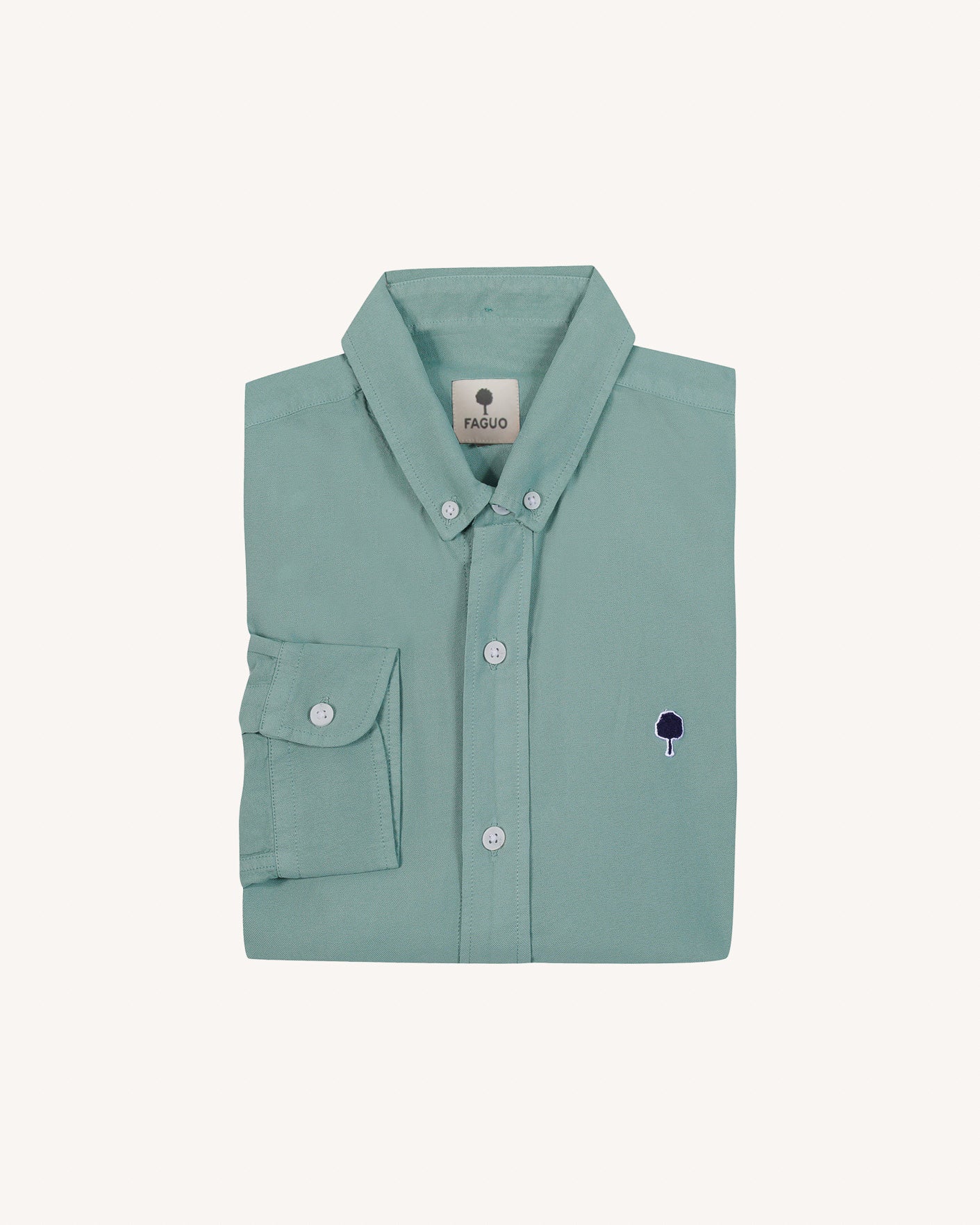 faguo-ivoy-chemise-vert-d-eau-oxford-homme image 5