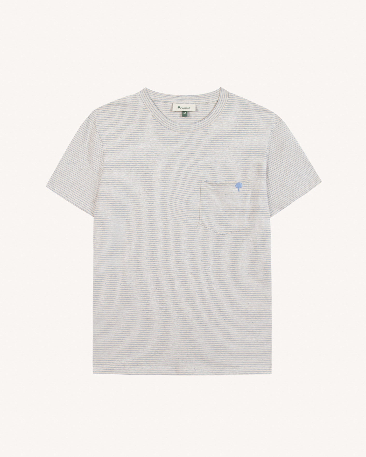 faguo-olonne-t-shirt-homme-cru-et-bleu-clair-ray-poche image 2