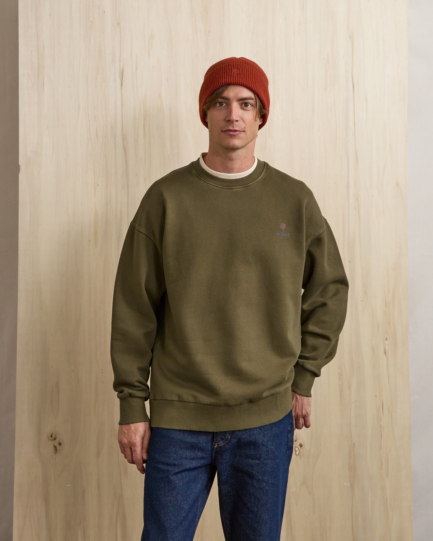 faguo-fango-sweat-col-rond-vert-olive-fonc image 1