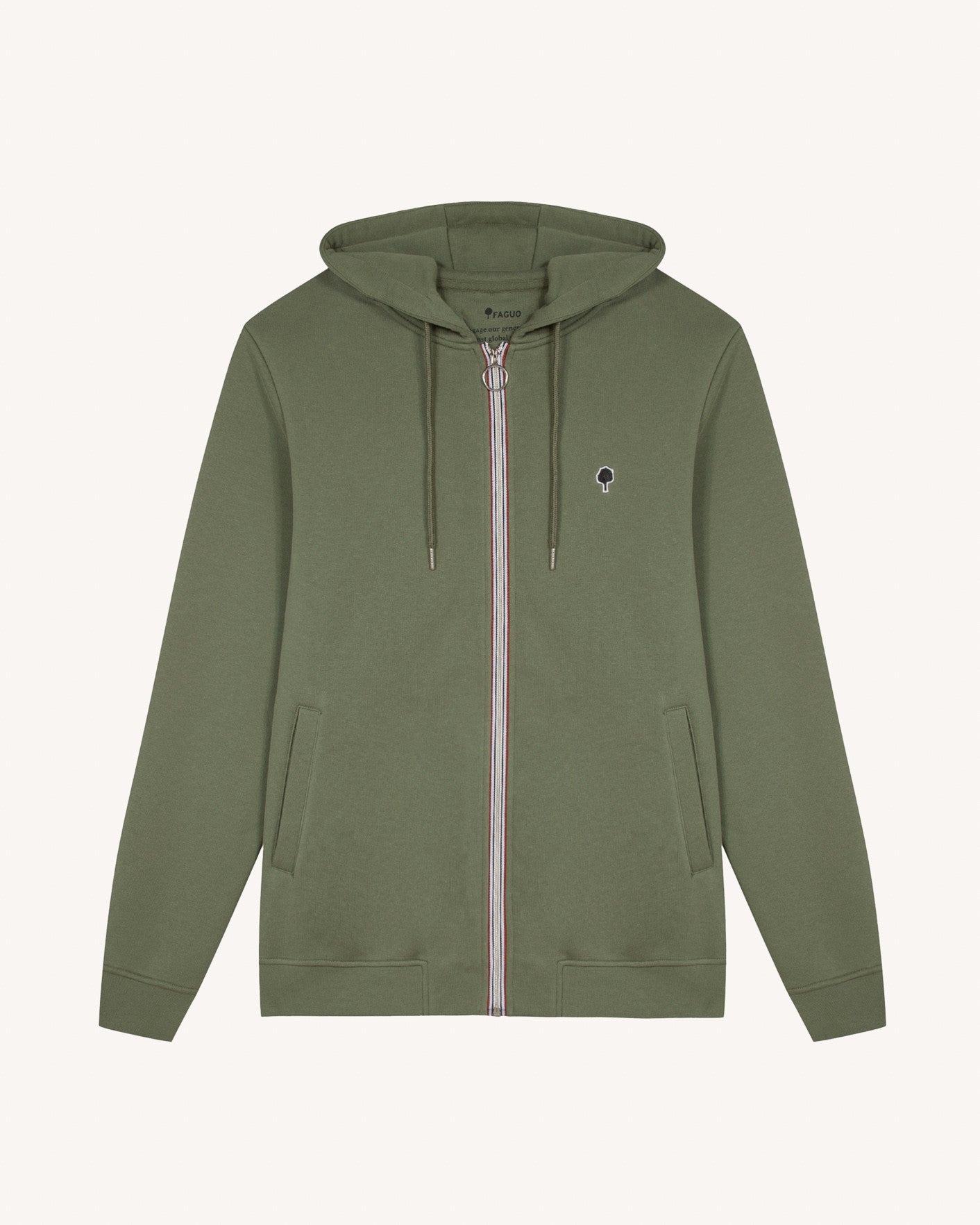 faguo-mesnil-sweat-zipp-homme-kaki-zip-tricolore image 2