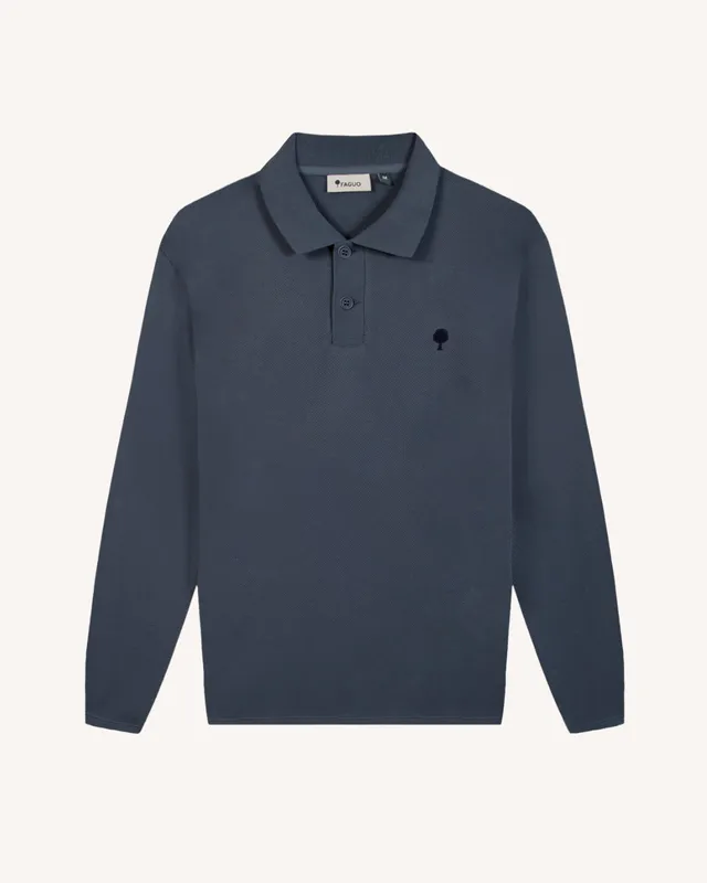 faguo-mercoire-polo-manches-longues-bleu-marine-coton-bio image 1