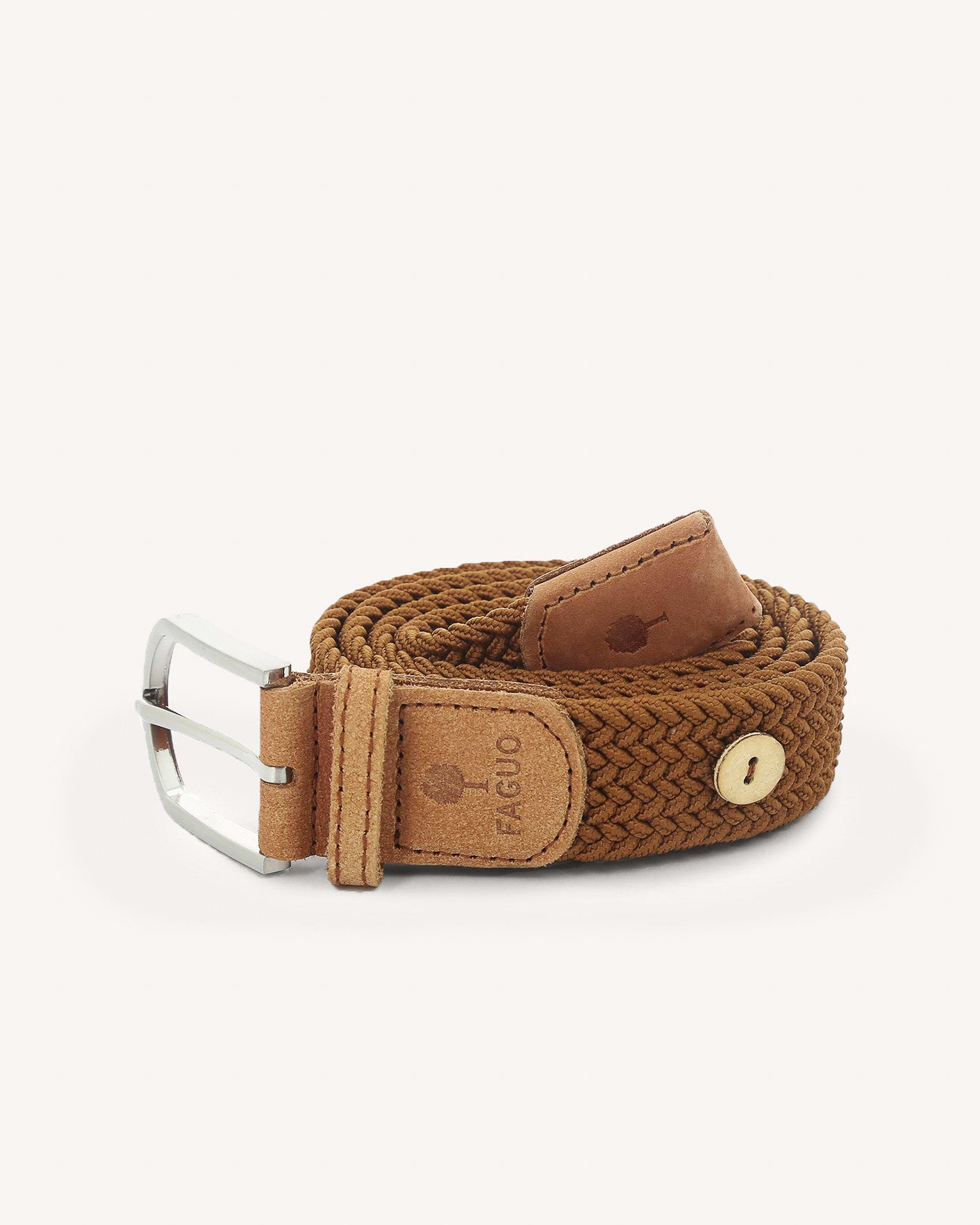 faguo-belt-ceinture-tress-e-homme-camel-et-argent image 1