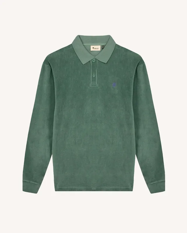 faguo-devois-polo-manches-longues-vert-coton-bio image 1