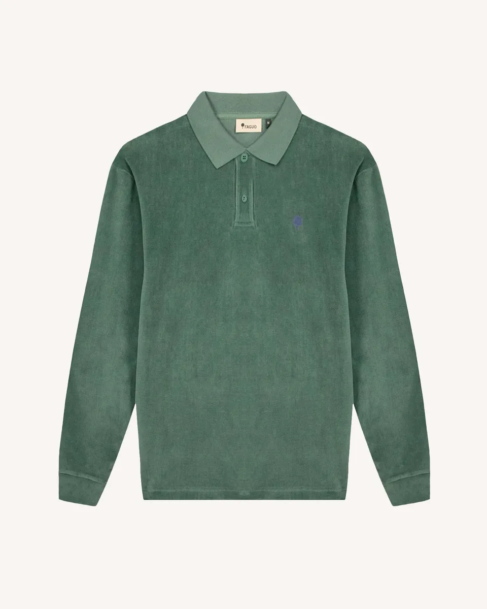 faguo-devois-polo-manches-longues-vert-coton-bio image 1