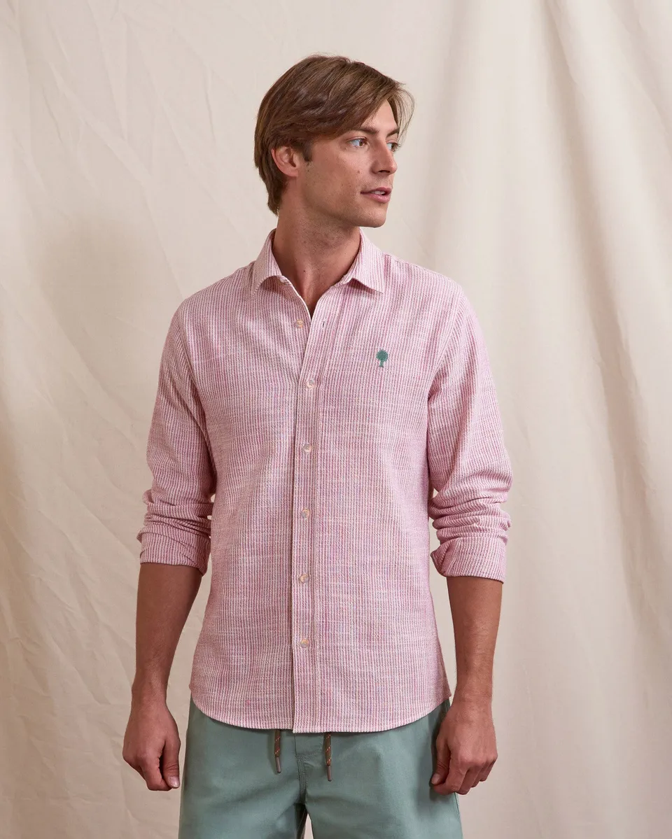 faguo-iraty-chemise-ray-e-cru-et-rose-coupe-droite-homme image 1