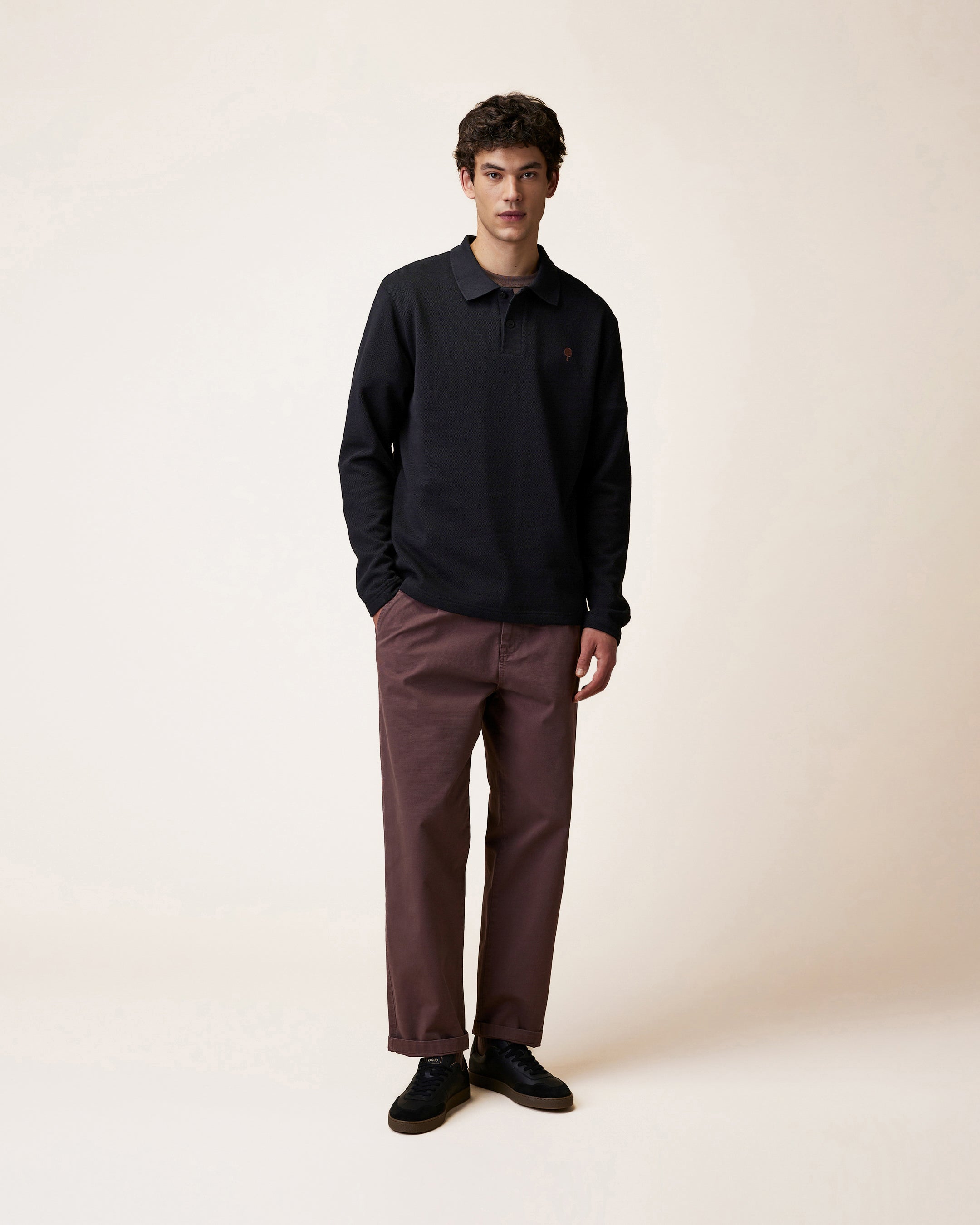 faguo-mercoire-polo-manches-longues-noir-coton-bio image 3