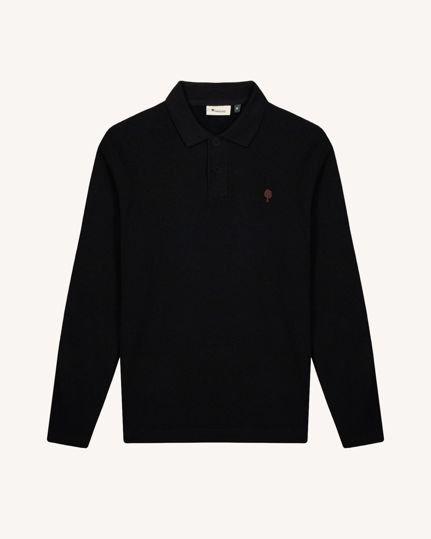 faguo-mercoire-polo-manches-longues-noir-coton-bio image 1