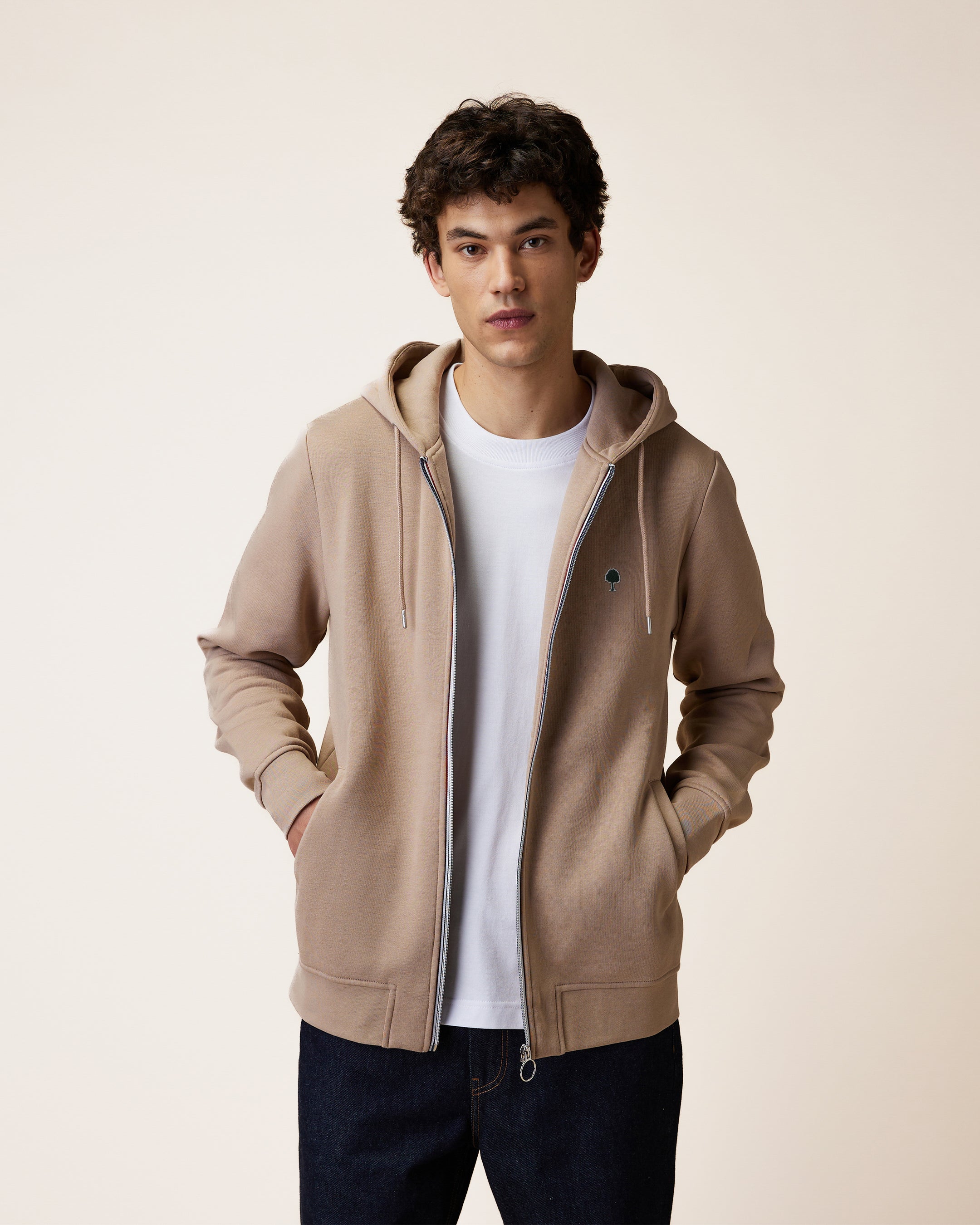 faguo-mesnil-sweat-zipp-capuche-beige-clair image 1