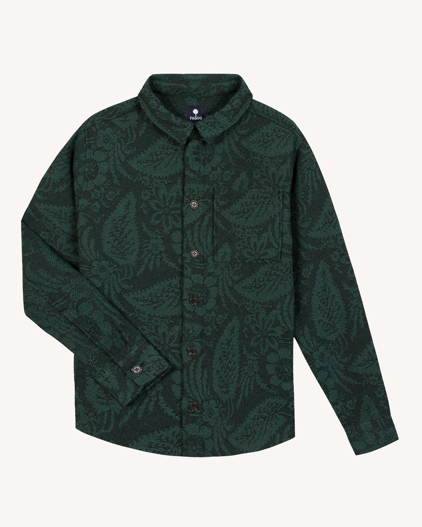 faguo-gastine-surchemise-jacquard-vert-fonc-et-gris-homme image 2