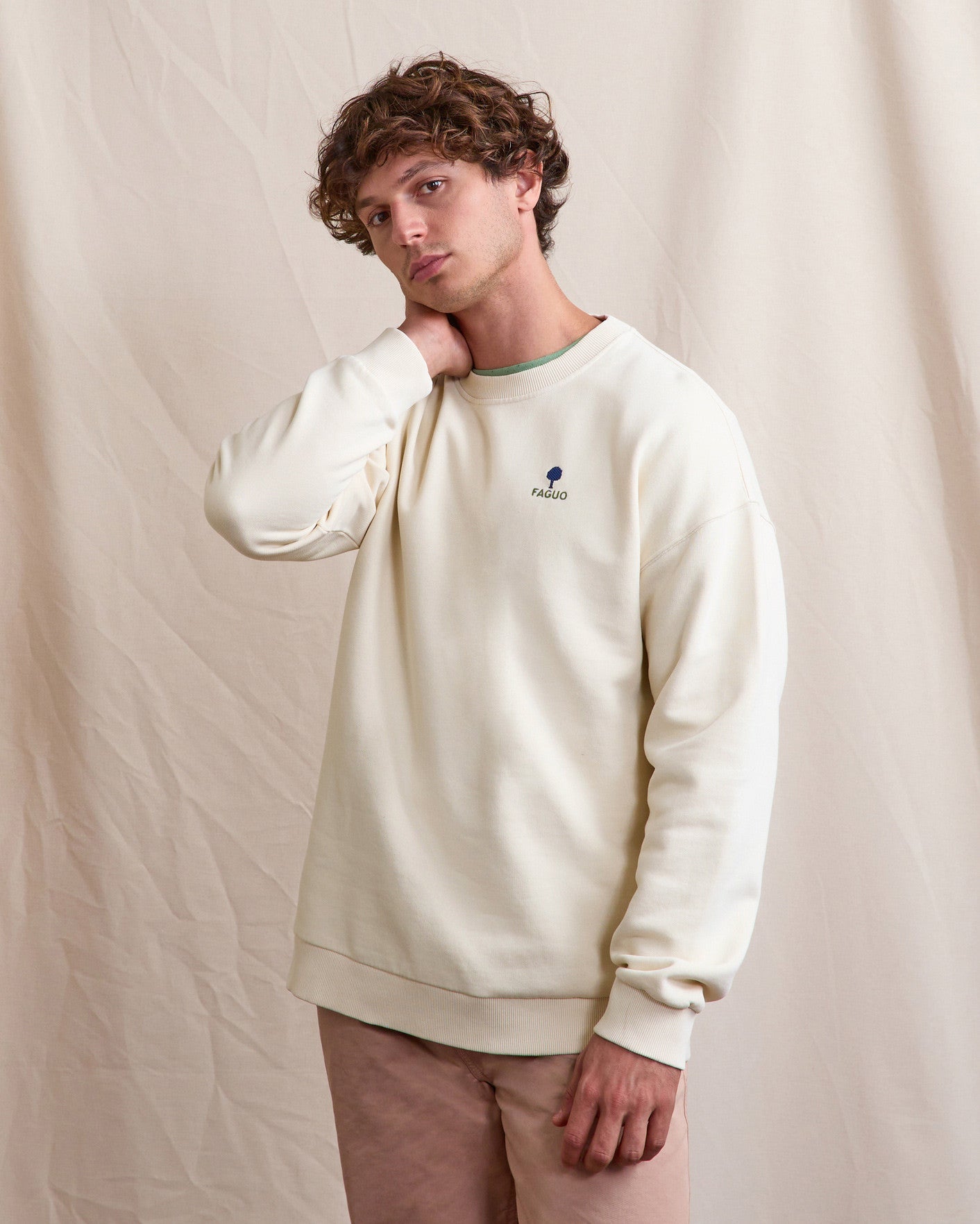 faguo-fango-sweat-col-rond-homme-cru-coupe-loose image 1