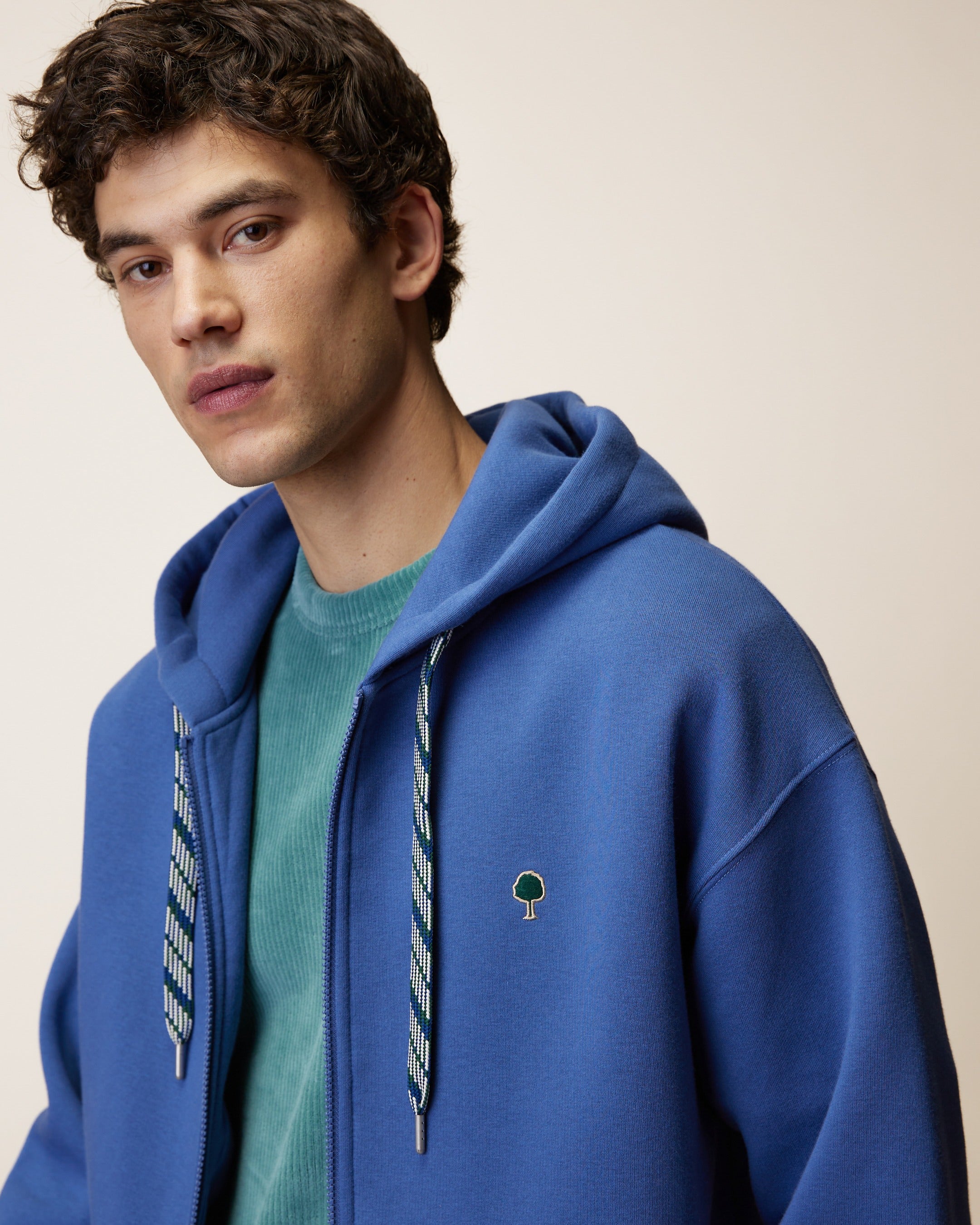 faguo-mesnil-sweat-zipp-capuche-bleu-molleton-oversize image 5