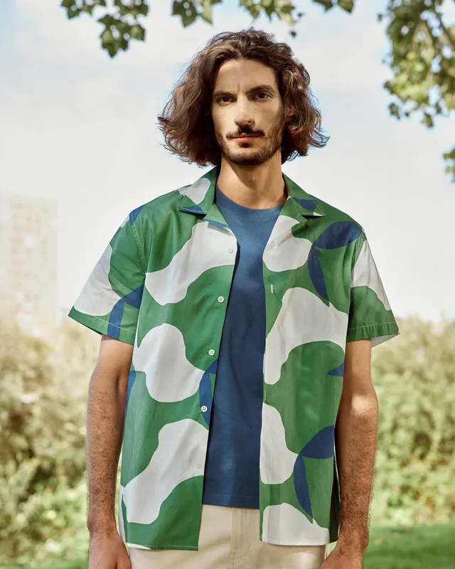 faguo-vimy-chemisette-crue-et-verte-coton-homme image 1