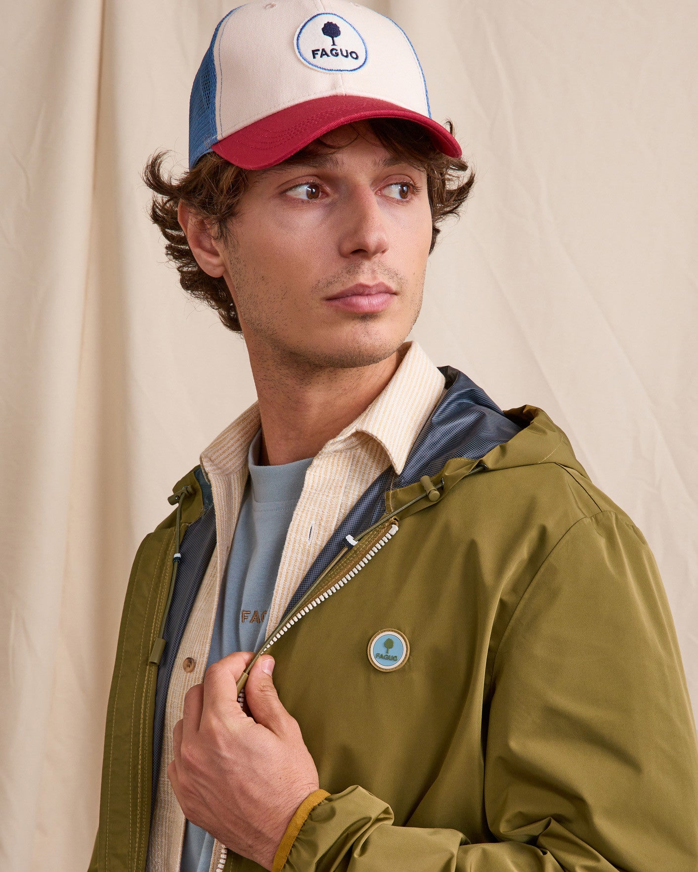 faguo-carnoet-veste-coupe-vent-kaki-fonc-homme image 7