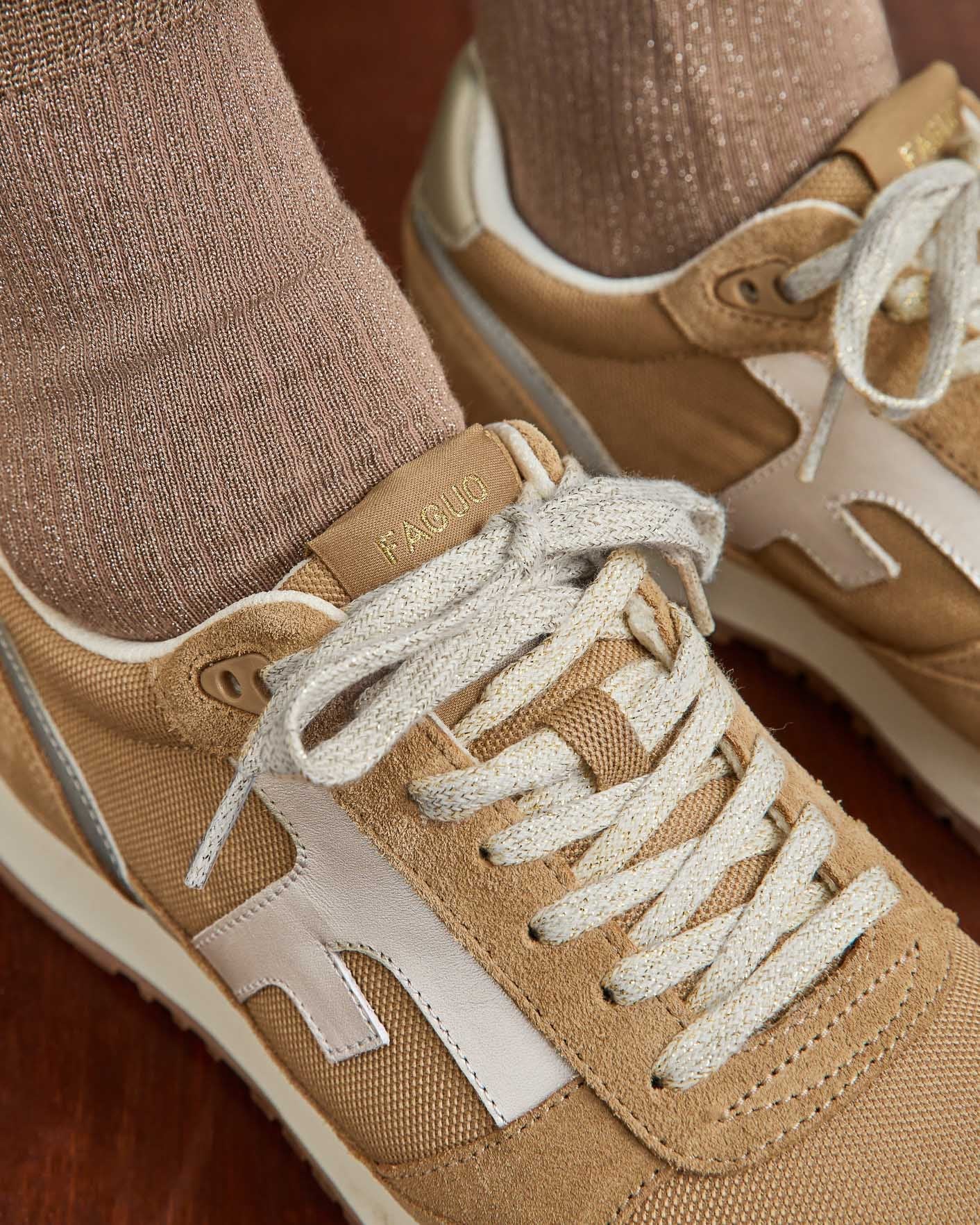 faguo-elm-baskets-femme-beige-et-dor-cuir-su-de image 8