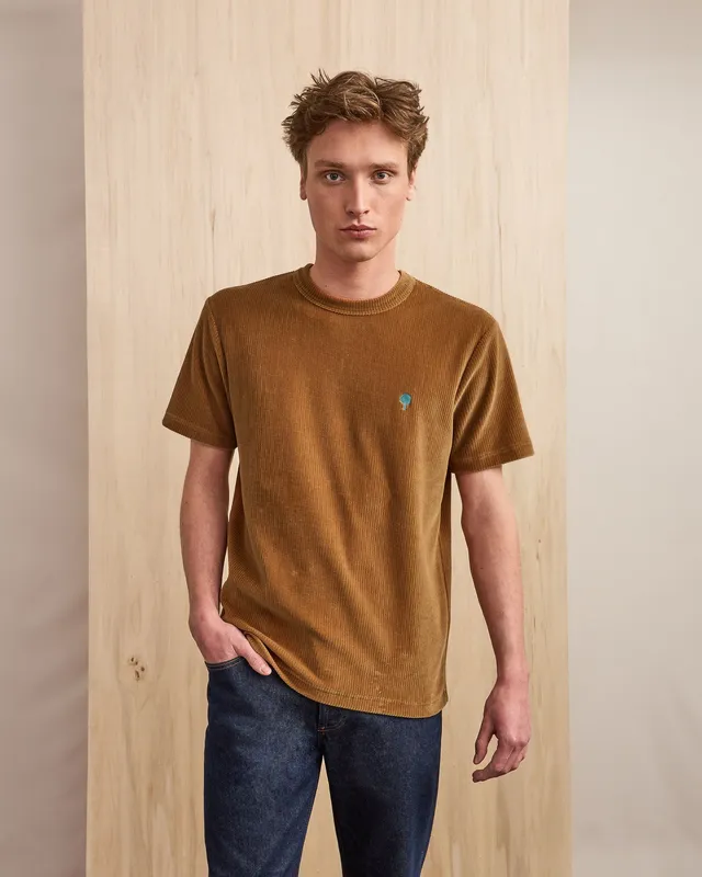 faguo-lugny-t-shirt-homme-camel-coton-loose image 1