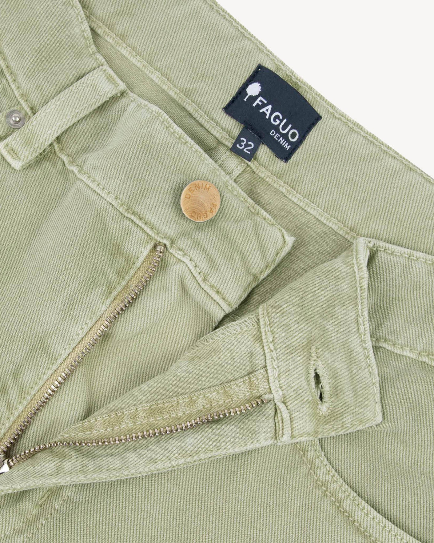 faguo-tapered-jean-fusel-5-poches-kaki-clair-homme image 4