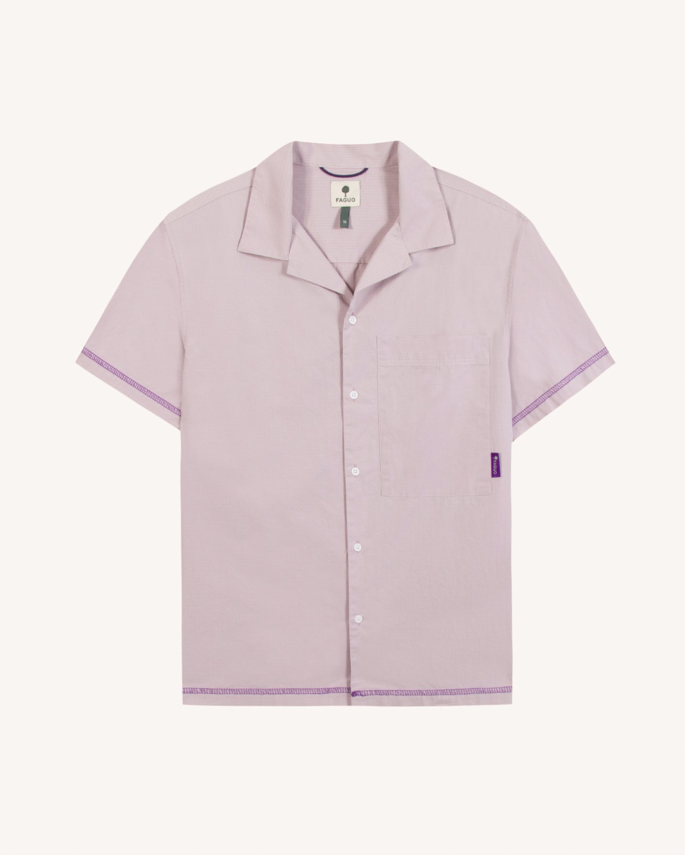 faguo-millot-chemise-manches-courtes-rose-gris-outdoor image 2