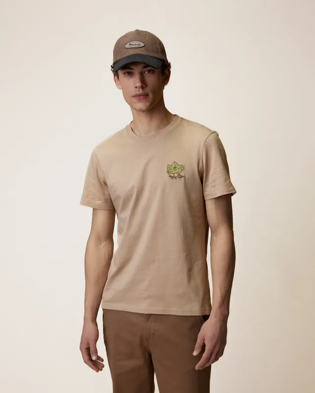 faguo-arcy-t-shirt-imprim-beige-broderie-skate-coton-recycl image 1