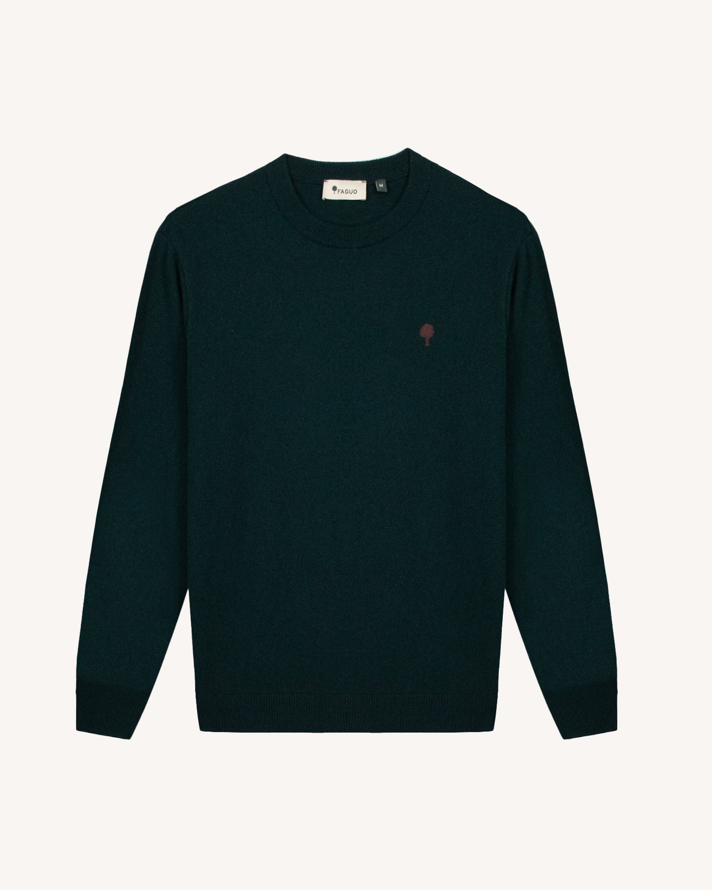 faguo-marly-pull-col-rond-laine-vert-fonc-fil-italien image 2