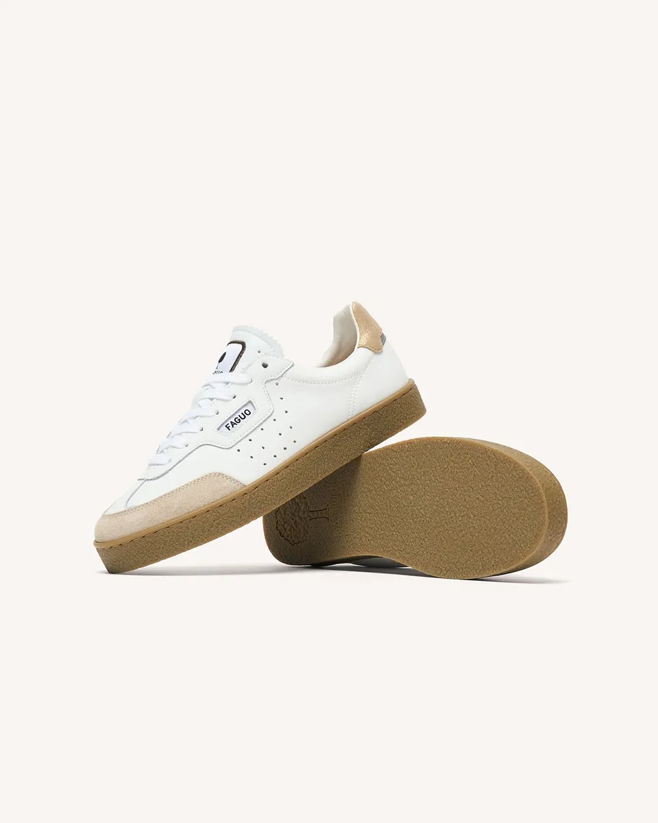 faguo-lumbo-baskets-cuir-blanc-et-dor-femme image 1