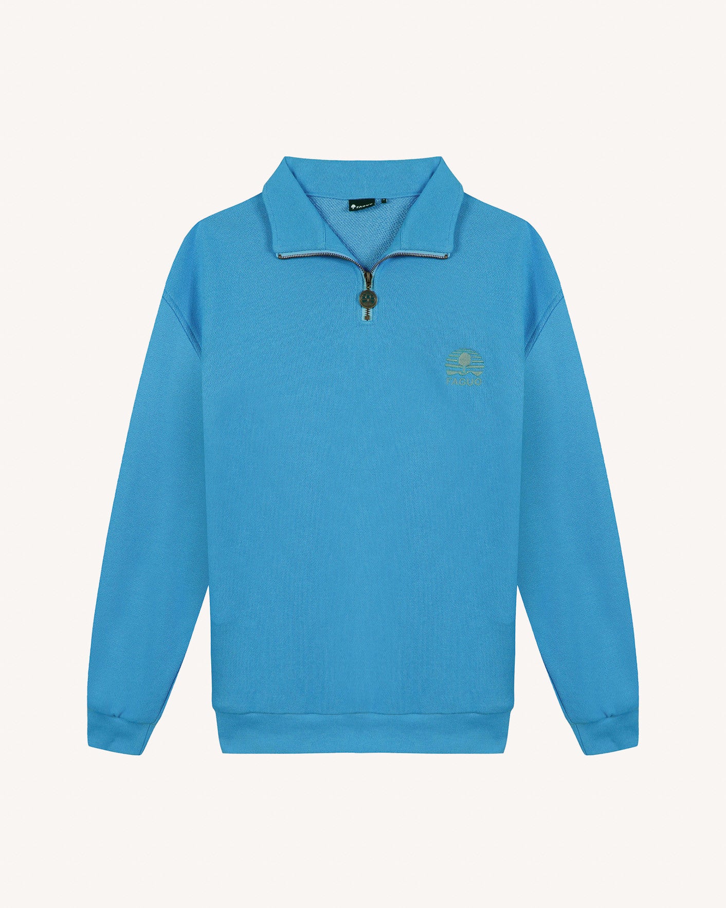 faguo-amboise-sweat-zipp-bleu-azur-homme image 2