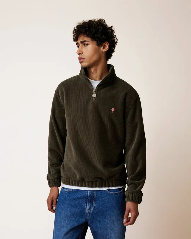 faguo-amboise-sweat-zipp-vert-olive-fonc-boxy image 1