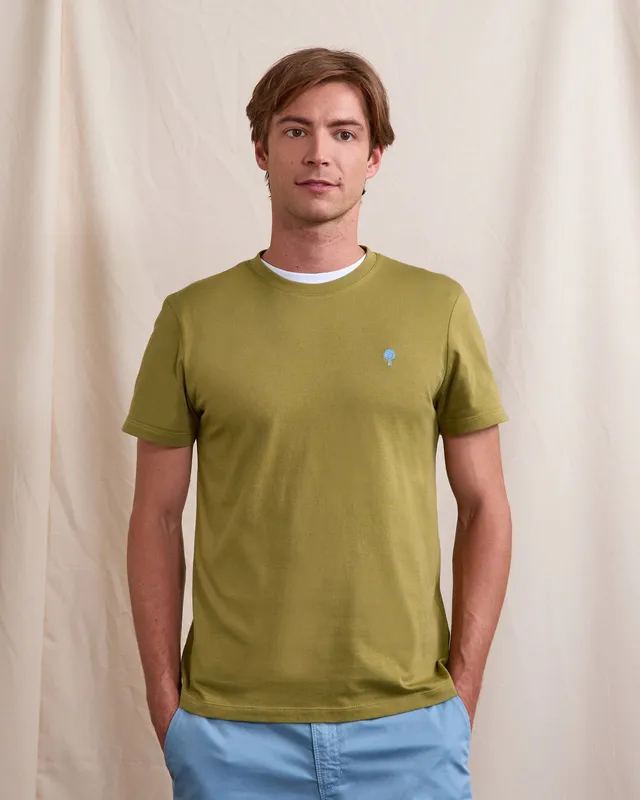 faguo-arcy-t-shirt-kaki-fonc-en-jersey-coton-broderie-arbre image 1