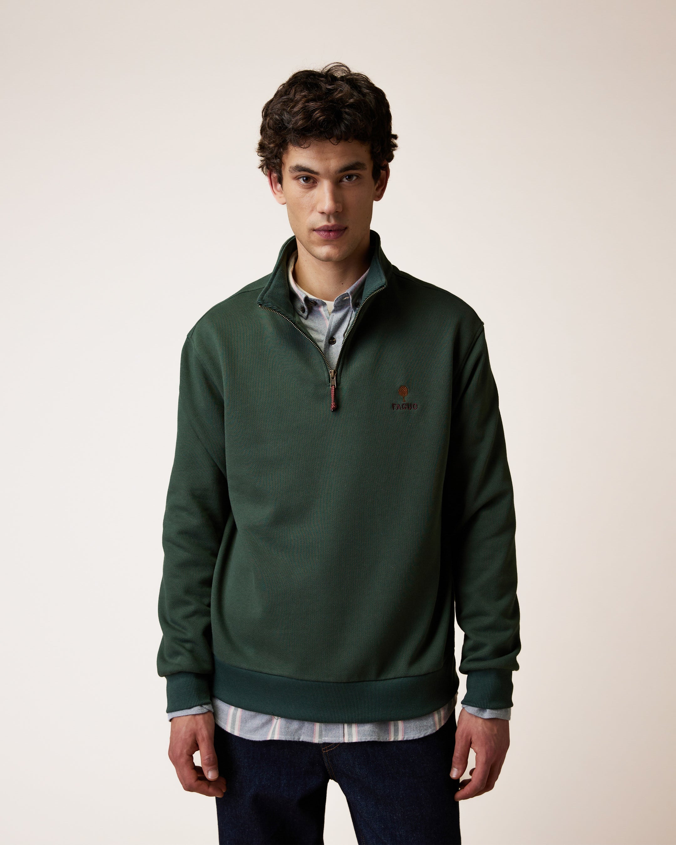 faguo-amboise-sweat-zipp-vert-for-t-coton-bio-homme image 1