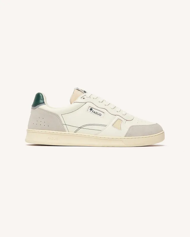 faguo-commute-1-baskets-cuir-blanc-et-vert image 1