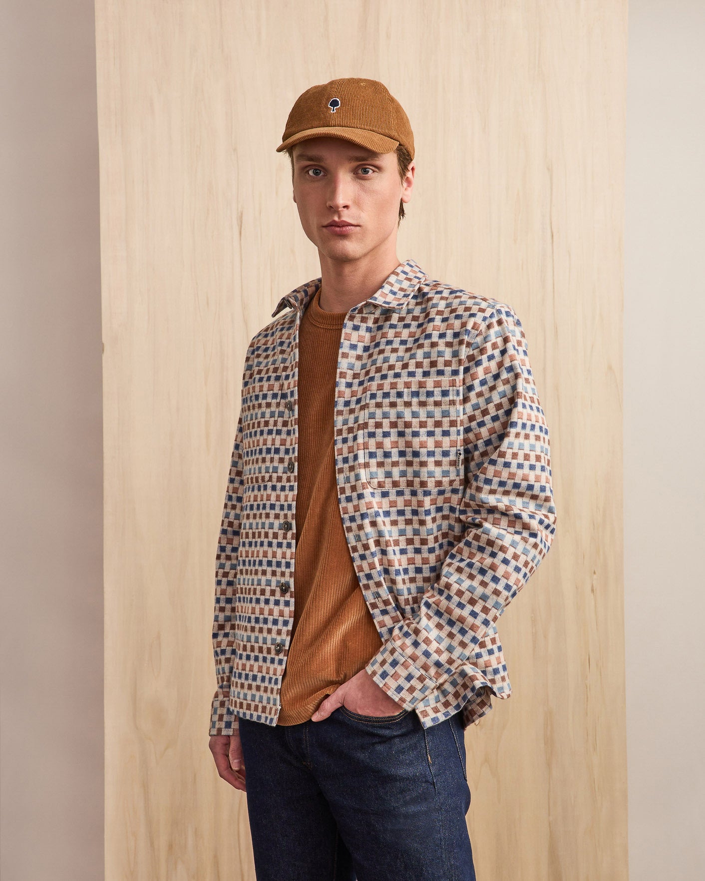 faguo-clemont-surchemise-beige-et-camel-coton image 3
