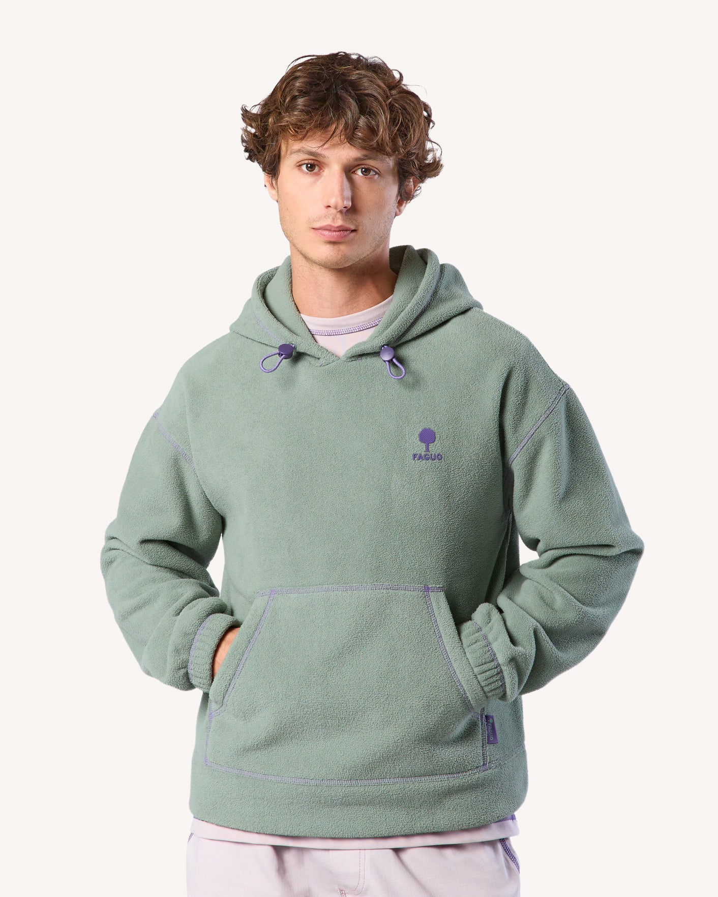 faguo-dirac-otd-sweat-capuche-vert-clair-polaire image 1