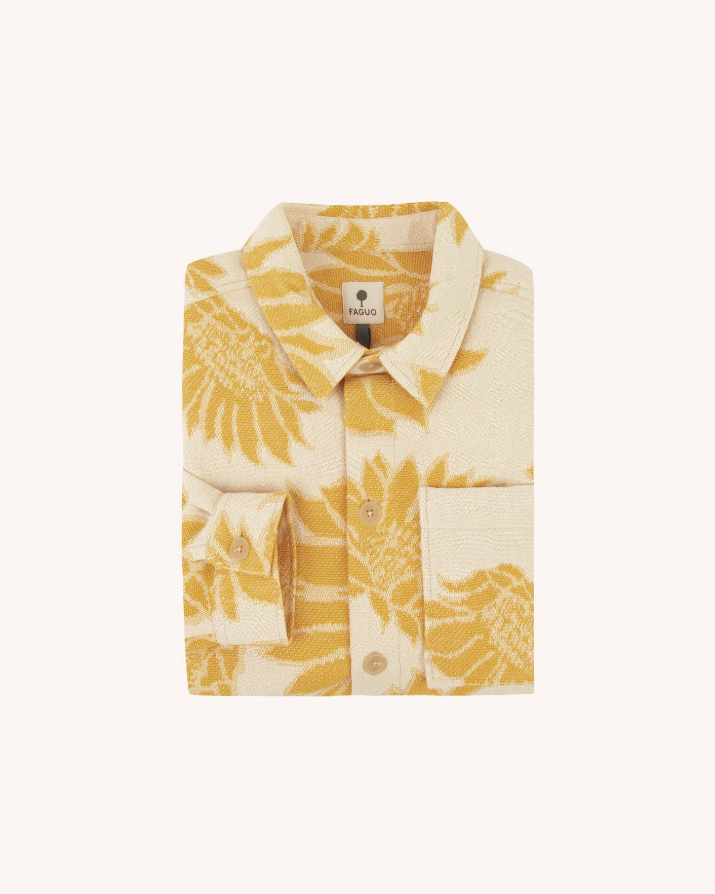 faguo-gastine-surchemise-homme-cr-me-et-jaune-jacquard-oversize image 5