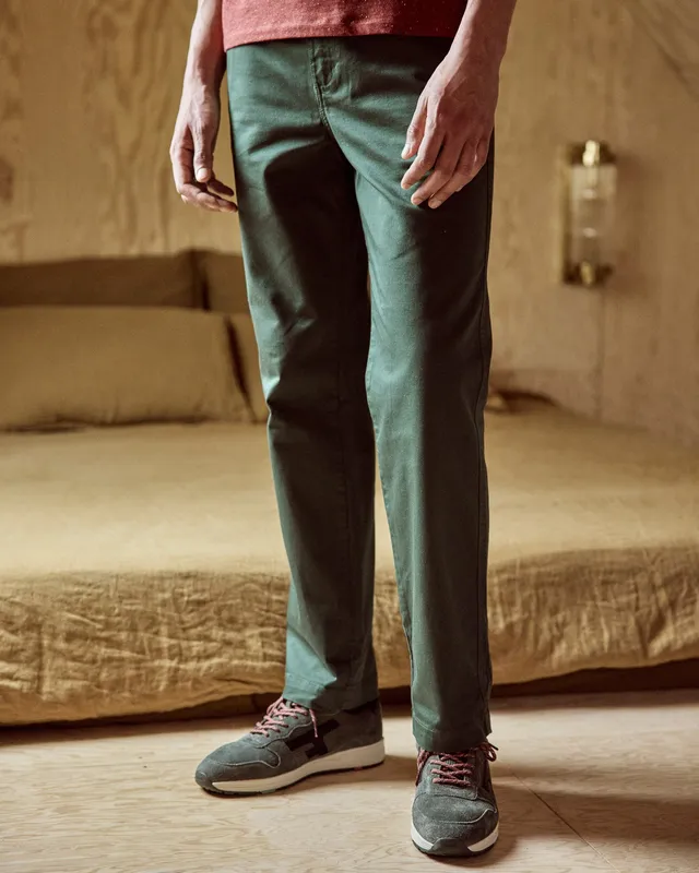 faguo-brix-regular-chino-vert-fonc-coton-stretch image 1