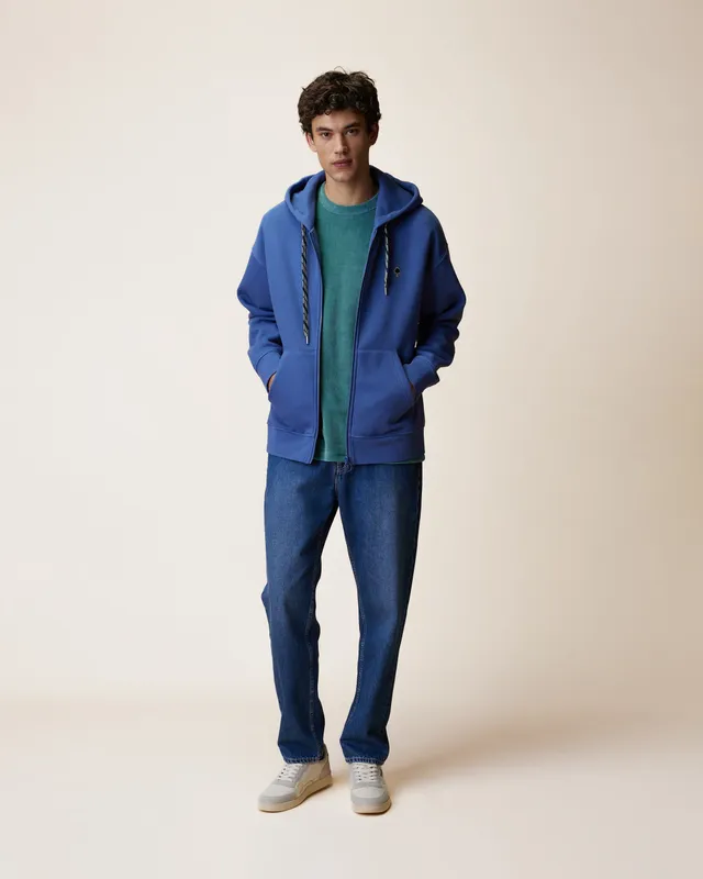 faguo-mesnil-sweat-zipp-capuche-bleu-molleton-oversize image 1