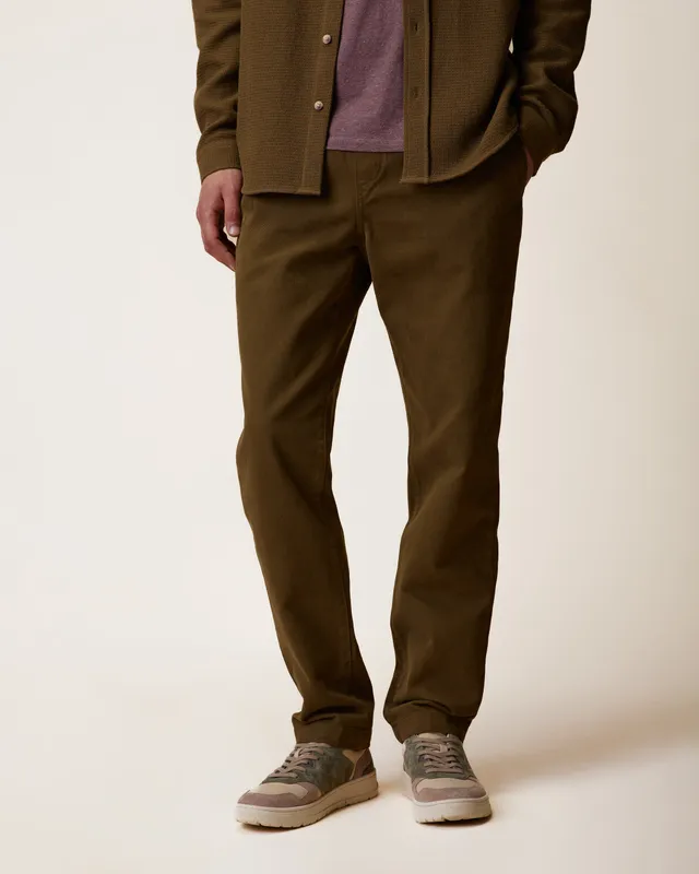faguo-dreuille-pantalon-taille-lastique-kaki-en-twill-patin image 1