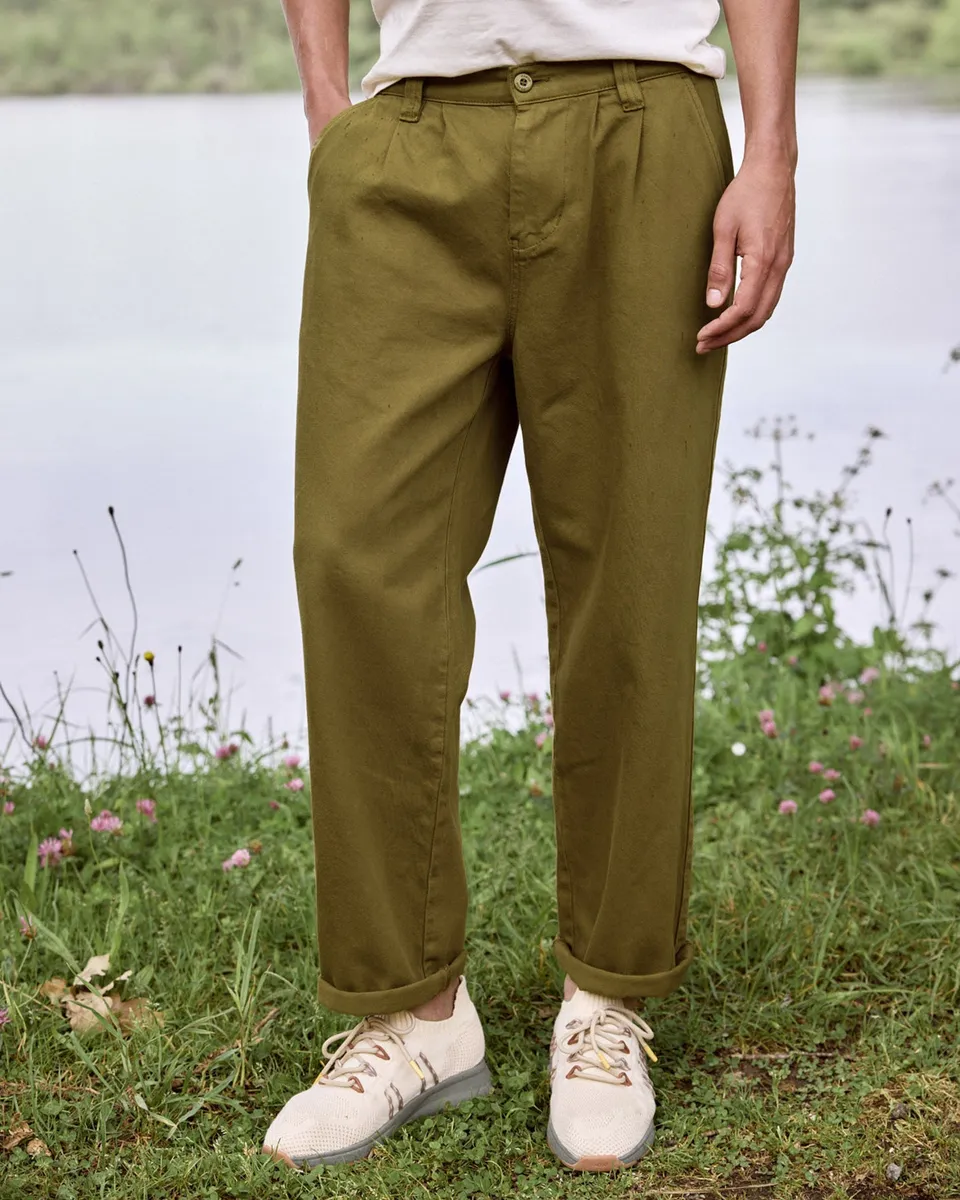 faguo-landais-pantalon-chino-homme-kaki-fonc-large image 1
