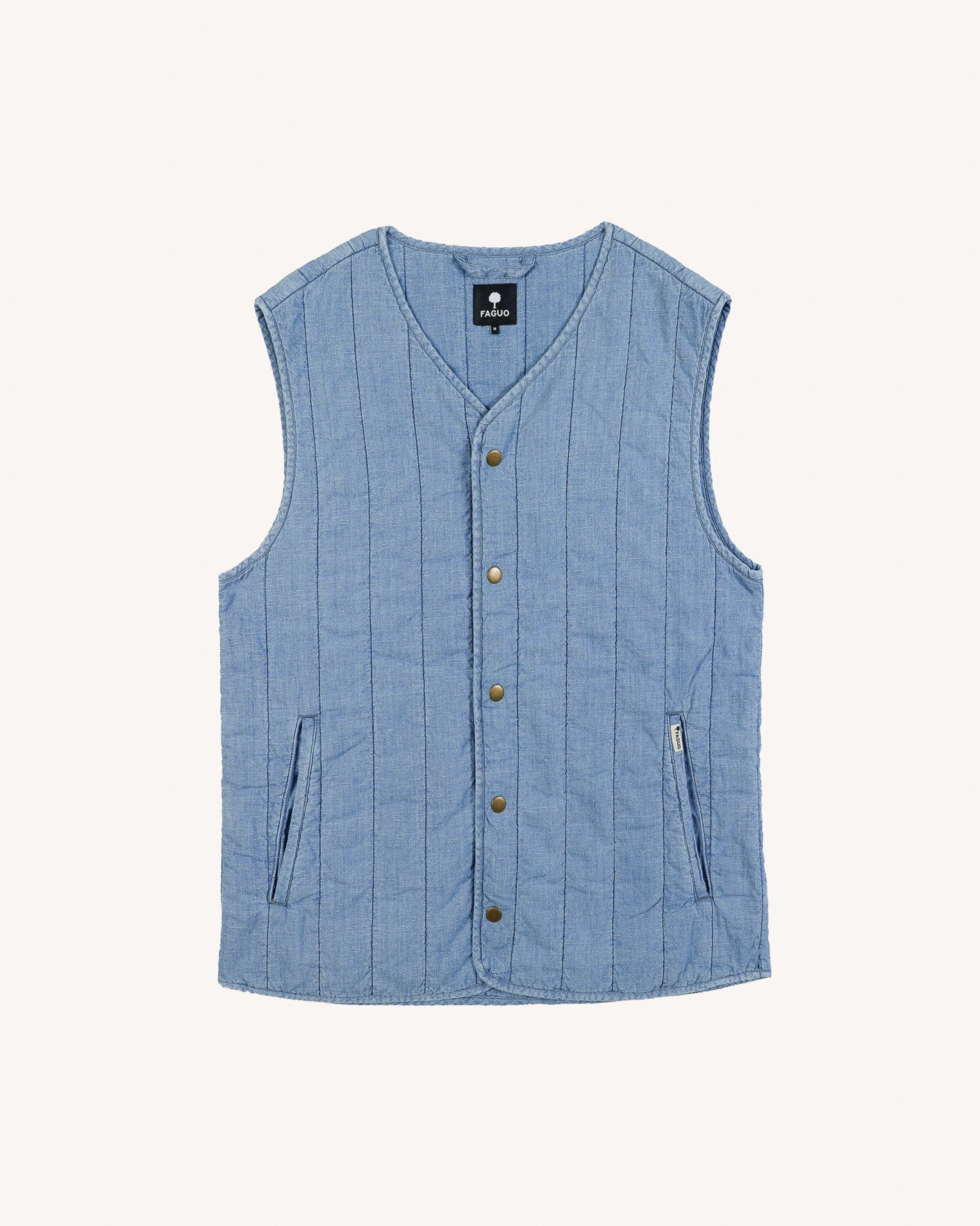 faguo-epinay-veste-sans-manches-coton-denim-clair image 2
