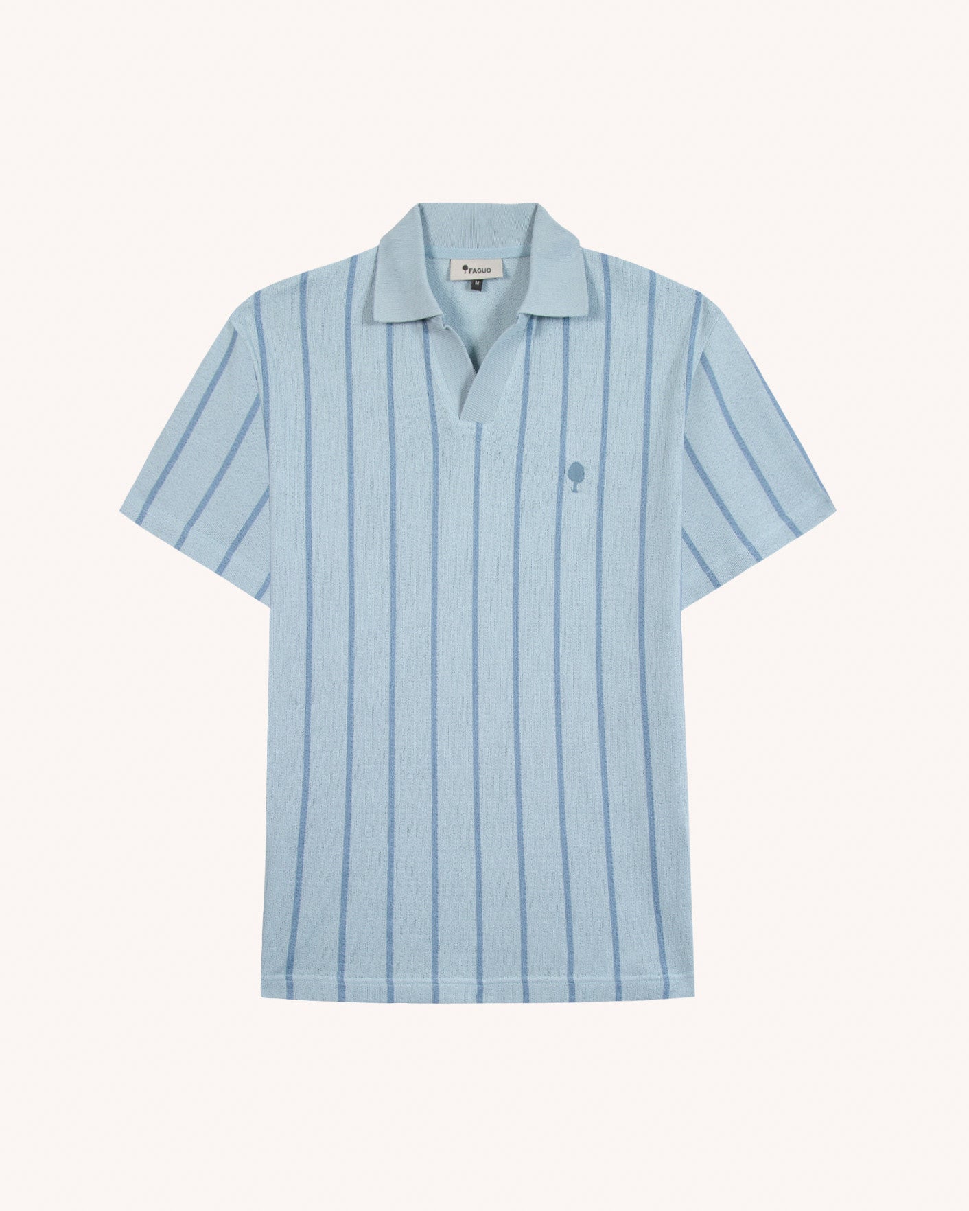 faguo-blache-polo-bleu-clair-coton-ray-coupe-large image 2