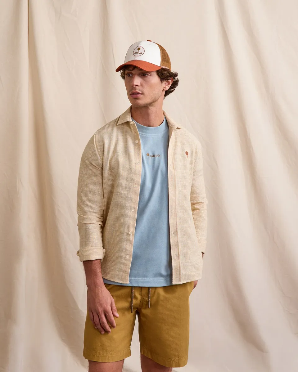 faguo-iraty-chemise-homme-cr-me-et-jaune-ray-e image 1