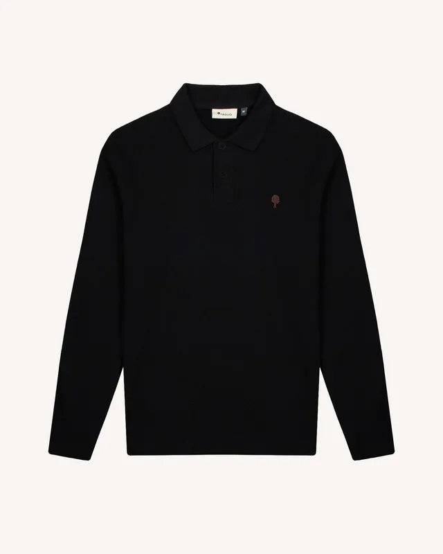 faguo-mercoire-polo-manches-longues-noir-coton-bio image 1