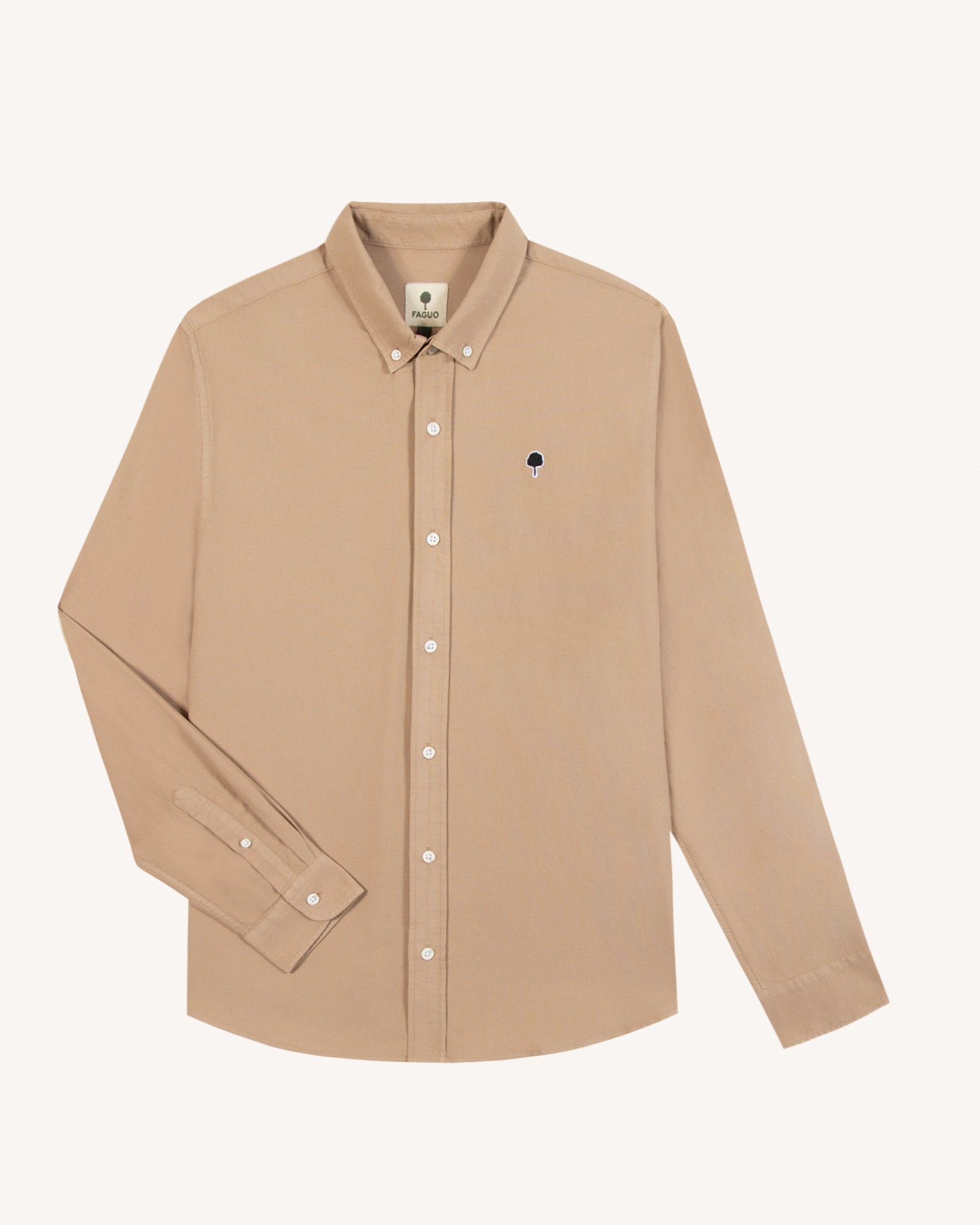 faguo-ivoy-chemise-taupe-oxford-homme-coupe-droite image 2