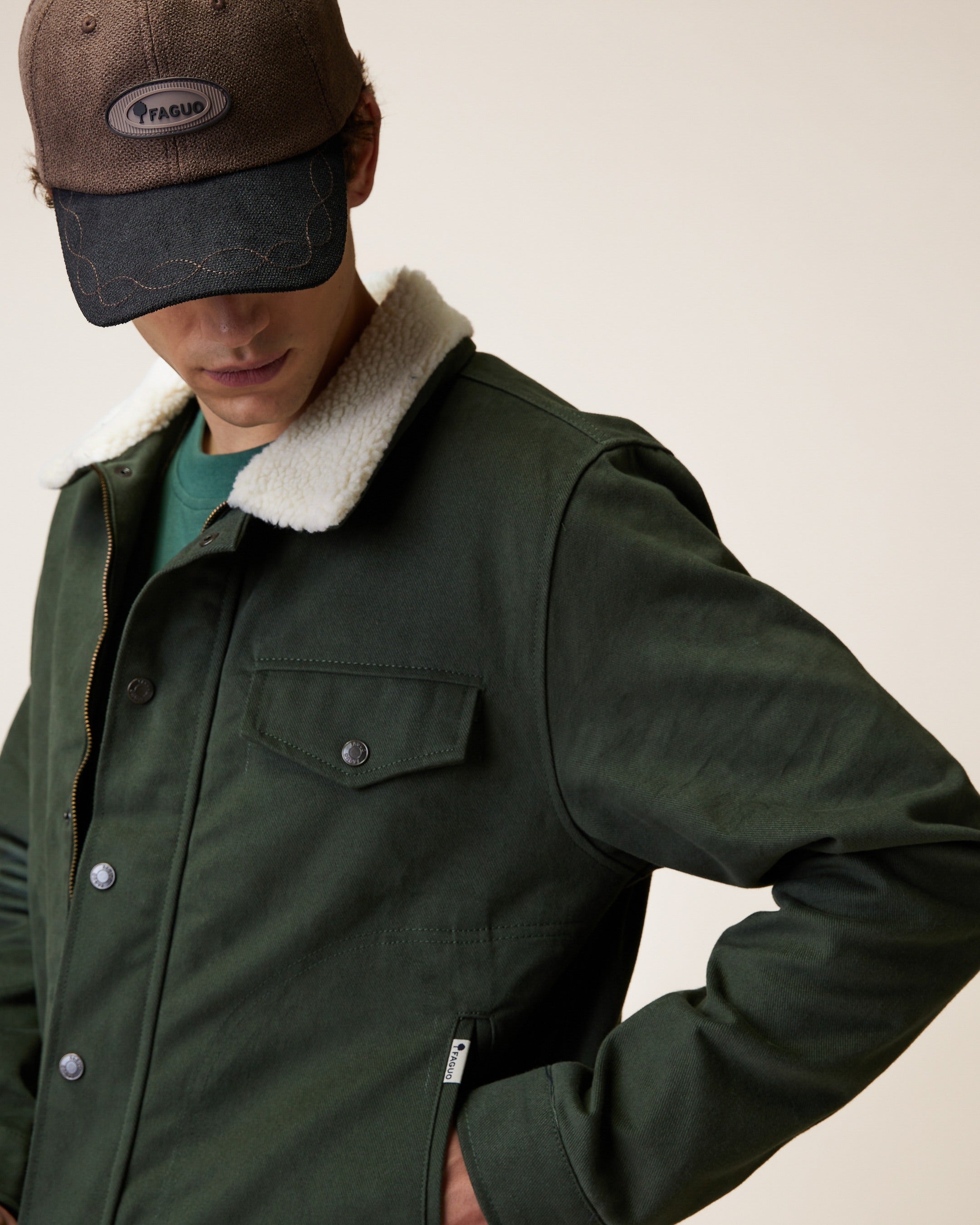 faguo-seillon-blouson-homme-vert-fonc-doublure-sherpa image 8